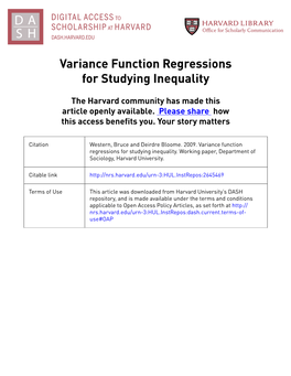 Variance Function Regressions for Studying Inequality