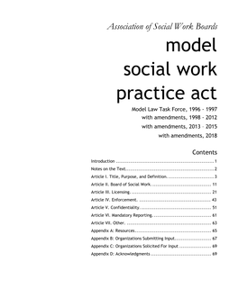The ASWB Model Social Work Practice Act Addresses Protection of the Public First and Foremost