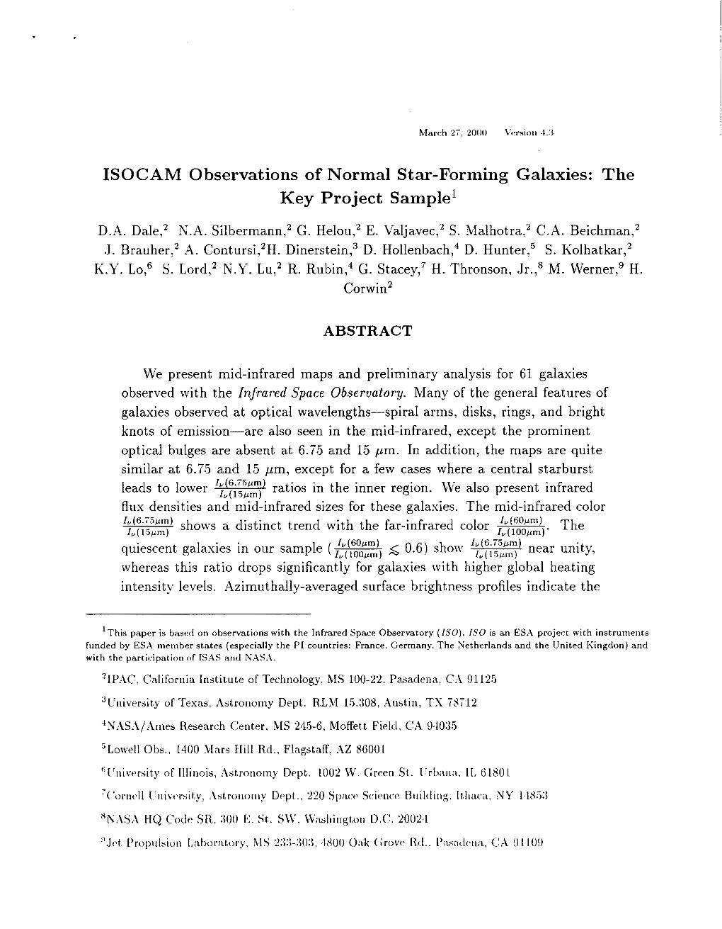 ISOCAM Observations of Normal Star-Forming Galaxies: the Key Project Sample’