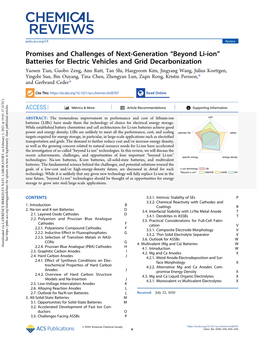 “Beyond Li-Ion” Batteries for Electric Vehicles and Grid Decarbonization