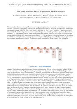 Lessons Learned from the Use of Sysml in Space Systems at SENER Aeroespacial