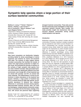 Sympatric Kelp Species Share a Large Portion of Their Surface Bacterial Communities