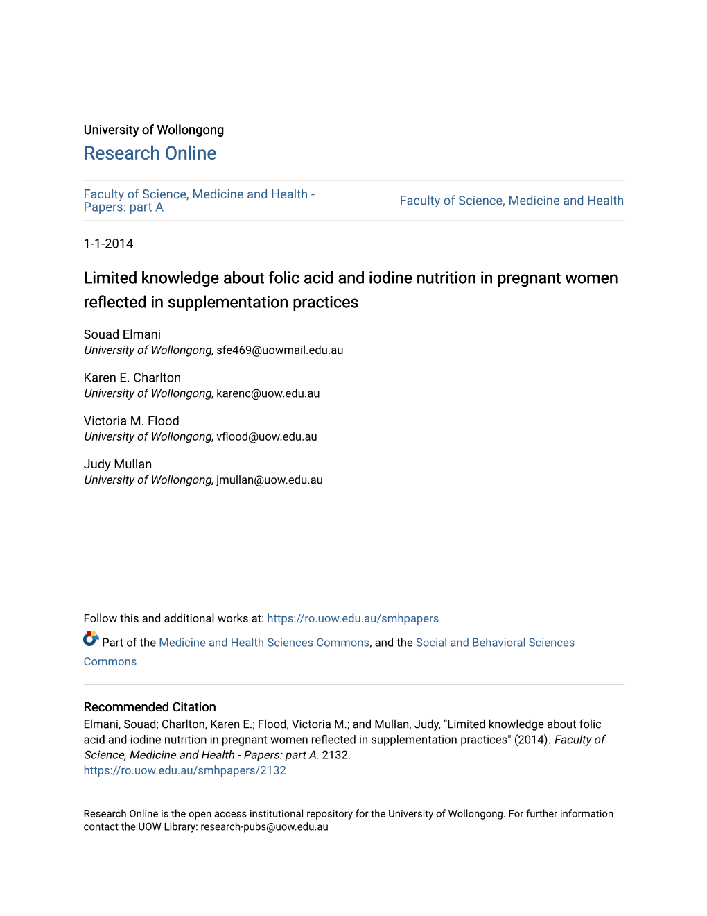 Limited Knowledge About Folic Acid and Iodine Nutrition in Pregnant Women Reflected in Supplementation Practices