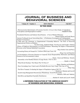 Journal of Business and Behavioral Sciences