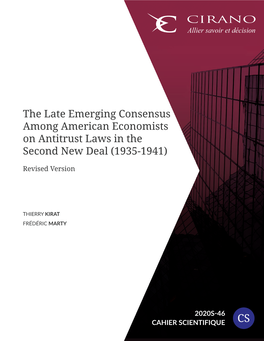 The Late Emerging Consensus Among American Economists on Antitrust Laws in the Second New Deal (1935-1941)