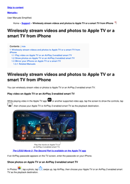 Wirelessly Stream Videos and Photos to Apple TV Or a Smart TV from Iphone