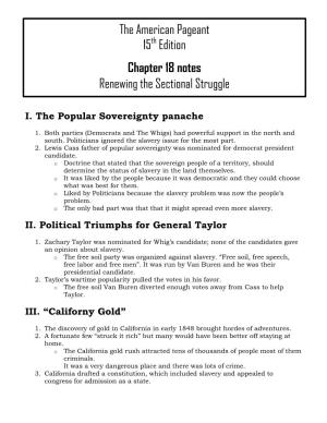 Edition Chapter 18 Notes Renewing the Sectional Struggle