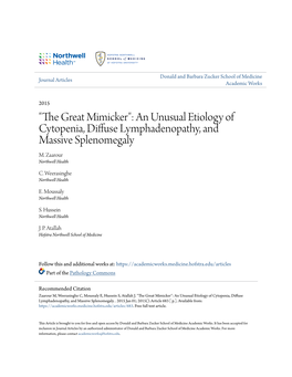 An Unusual Etiology of Cytopenia, Diffuse Lymphadenopathy, and Massive Splenomegaly M
