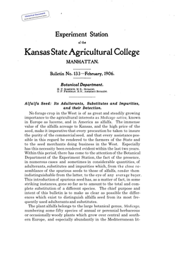 SB133 1906 Alfalfa Seed: Its Adulterants, Substitutes, And