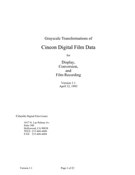 Grayscale Transformations of Cineon Digital Film Data