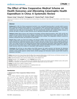 The Effect of New Cooperative Medical Scheme on Health Outcomes and Alleviating Catastrophic Health Expenditure in China: a Systematic Review