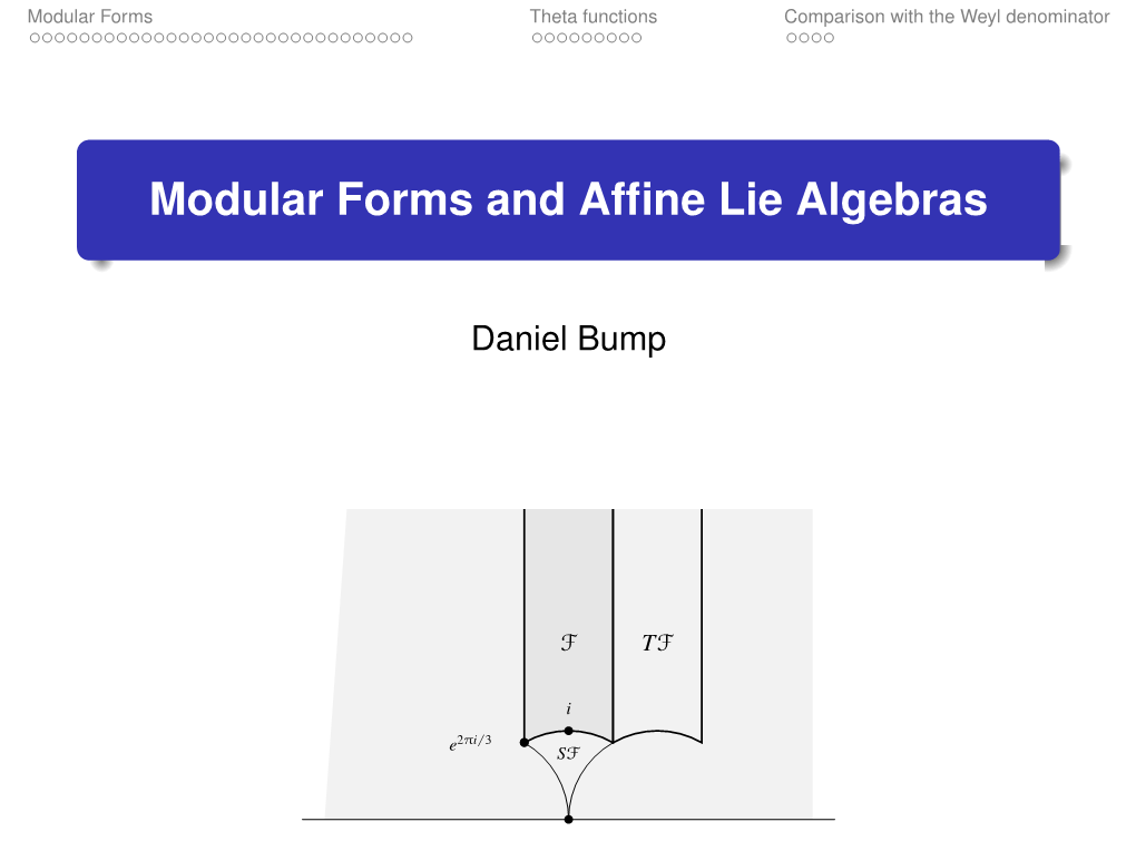 Modular Forms and Affine Lie Algebras