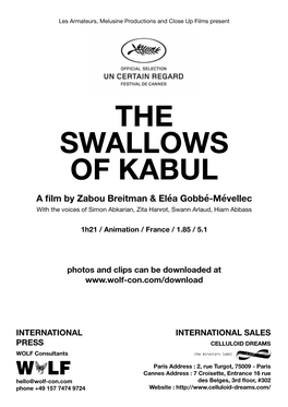 THE SWALLOWS of KABUL a Film by Zabou Breitman & Eléa Gobbé-Mévellec with the Voices of Simon Abkarian, Zita Hanrot, Swann Arlaud, Hiam Abbass