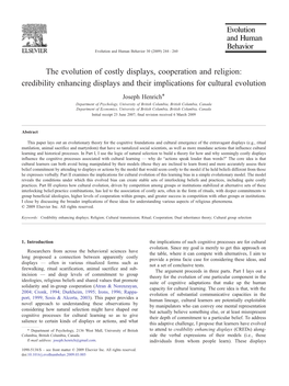 The Evolution of Costly Displays, Cooperation and Religion