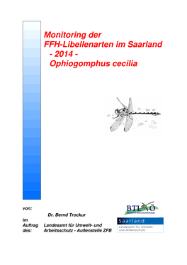Monitoring Der FFH-Libellenarten Im Saarland - 2014 - Ophiogomphus Cecilia