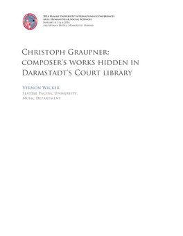 Christoph Graupner: Composer's Works Hidden in Darmstadt's Court Library