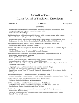 Annual Contents Indian Journal of Traditional Knowledge