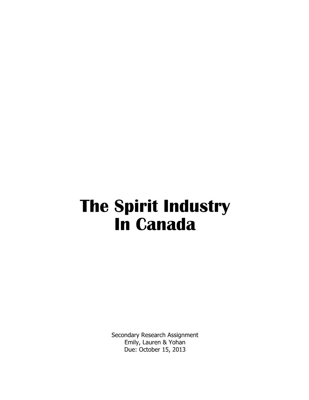 The Spirit Industry in Canada