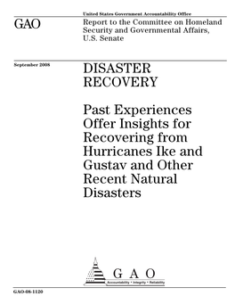 GAO-08-1120 Disaster Recovery: Past Experiences Offer Insights For