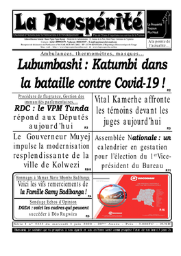 Edition Du Mercredi 03 Juin 2020