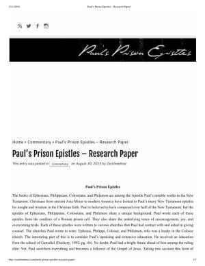 Paul's Prison Epistles – Research Paper