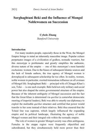 Sorghaghtani Beki and the Influence of Mongol Noblewomen on Succession