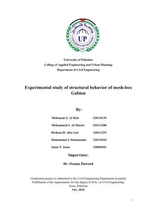 Experimental Study of Structural Behavior of Mesh-Box Gabion