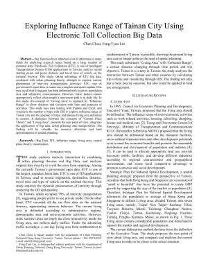 Exploring Influence Range of Tainan City Using Electronic Toll Collection Big Data Chen Chou, Feng-Tyan Lin