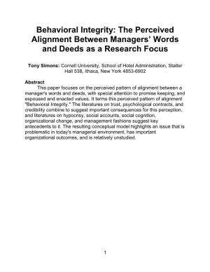 The Perceived Alignment Between Managers' Words and Deeds As A