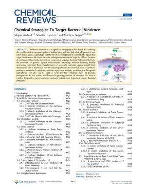 Chemical Strategies to Target Bacterial Virulence