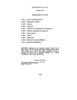 SUBDIVISION of LAND Chapter 192 SUBDIVISION of LAND 5 192-1