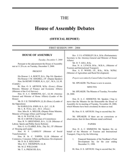 House of Assembly Debates