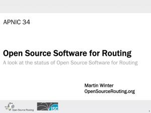 Open Source Software for Routing a Look at the Status of Open Source Software for Routing