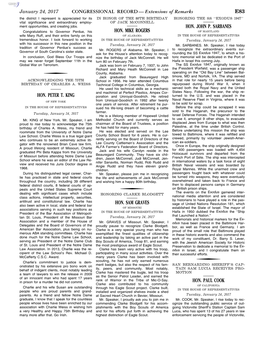 CONGRESSIONAL RECORD— Extensions of Remarks E83 HON