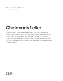 Chairman's Letter