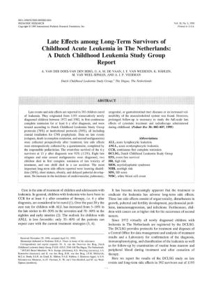 Late Effects Among Long-Term Survivors of Childhood Acute Leukemia in the Netherlands: a Dutch Childhood Leukemia Study Group Report