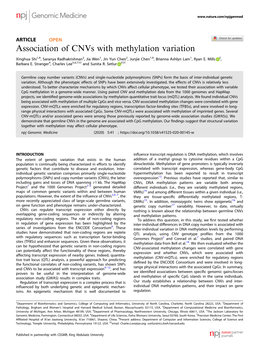 Association of Cnvs with Methylation Variation