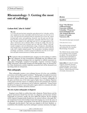 Rheumatology: 3. Getting the Most out of Radiology Review Synthèse