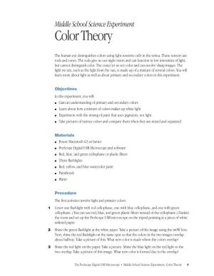 Middle School Science Experiment Color Theory