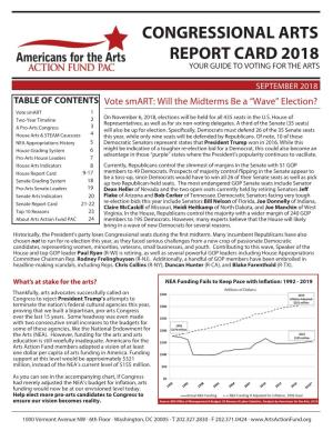 Congressional Arts Report Card 2018 Your Guide to Voting for the Arts
