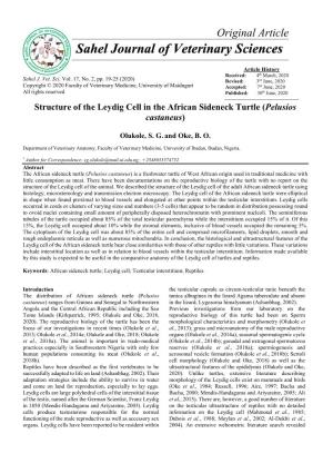 Sahel Journal of Veterinary Sciences