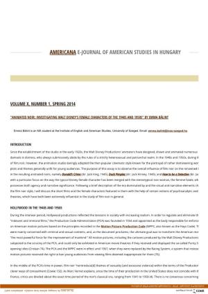 Americana E-Journal of American Studies in Hungary
