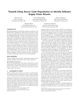 Towards Using Source Code Repositories to Identify Software Supply Chain Attacks