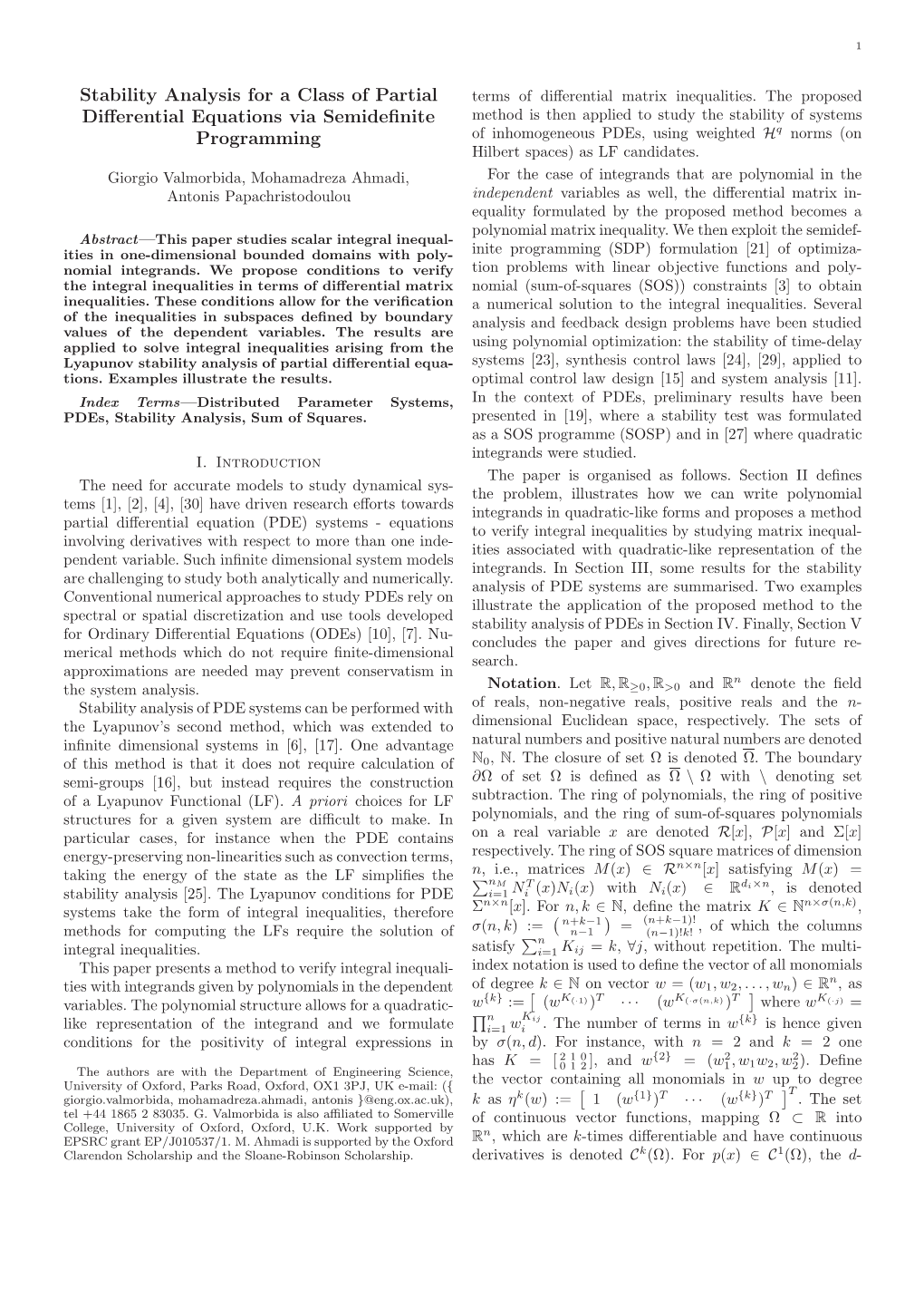 Stability Analysis for a Class of Partial Differential Equations Via