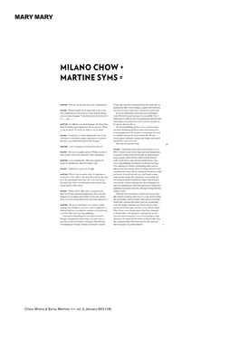 Milano Chow + Martine Syms =