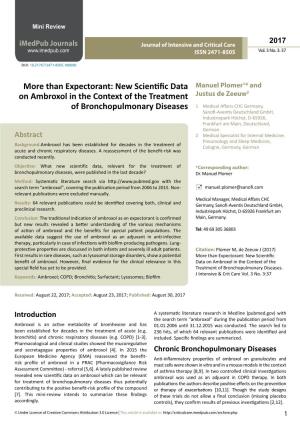 More Than Expectorant: New Scientific Data on Ambroxol in the Context of the Treatment of Bronchopulmonary Diseases