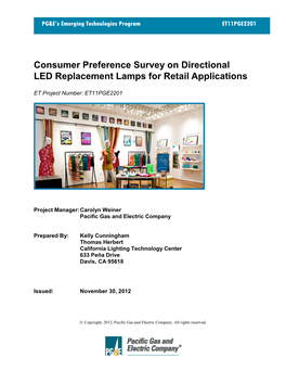 Consumer Preference Survey on Directional LED Replacement Lamps for Retail Applications