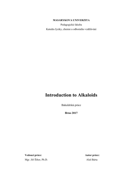 Introduction to Alkaloids