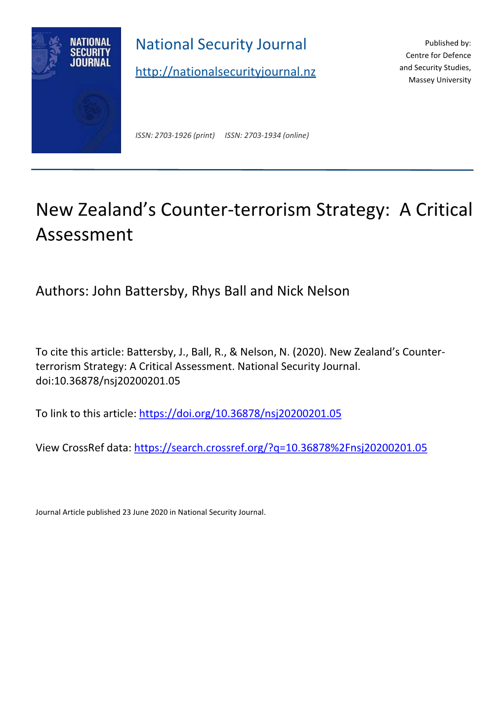 New Zealand's Counter-Terrorism Strategy