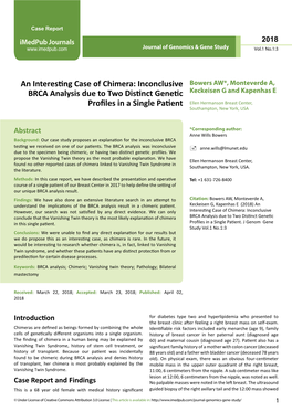 An Interesting Case of Chimera: Inconclusive BRCA Analysis Due To